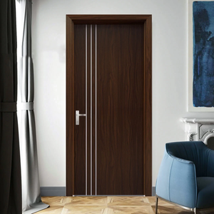 Porte d'entrée de luxe en bois composite WPC entièrement recouvert de PVC, anti-déformation et anti-fissuration, pour projets résidentiels, villas et appartements - Product Image 1