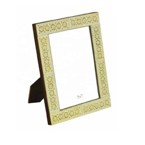 Cadre photo en Mdf et incrustation d'os avec motif floral sculpté cadre de table d'étude d'art ouvert cadre de cadeau de mariage d'anniversaire - Product Image 1