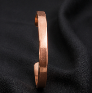 Authentic Pure Metal Open Cuff Flat Profile Copper Bangle Minimalist Copper Jewelry by Metalsmith Handmade Technique - Product Image 1