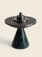 Brûleur d'encens en résine écologique moderne de luxe avec couvercle en treillis métallique / Support décoratif pour cônes de Bakhoor, support d'aromathérapie Oud
