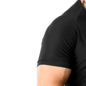 T-shirt de sport en maille noire à séchage rapide pour homme, extensible dans les 4 sens, anti-transpiration, coupe droite, pour la gym, l'entraînement et le sport - Product Image 5