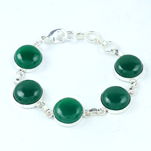 Wholesale Natural Green Onyx Cabochon 925 Sterling Silver Plated Link <b>Bracelet</b> Handmade Designer Round <b>Stone</b> Multi-<b>Stone</b> Tennis - Product Image 4