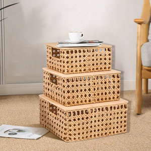 Lot de 3 paniers de rangement en rotin tissé à la main - Product Image 3