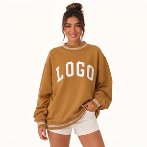 Sudadera con letras de parche estilo universitario, cuello redondo, estilo universitario, Parke Mockneck, sudadera oversize, sudadera Mockneck - Product Image 1