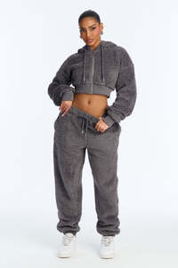Women Fuzzy Fleece Hoodie <b>Set</b> Casual Y2K Streetwear Lounge Wear OEM ODM Manufacturer USA Market - Product Image 1