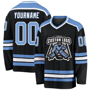 Maillot de hockey noir et bleu-vert de qualité supérieure, personnalisé, vente en gros, directement de l'industrie - Product Image 1