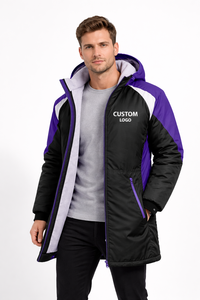 Professional Swim Parka <b>Jacket</b> Black Purple Waterproof Windproof <b>Long</b> Hooded Coat with Warm Fleece Inner Custom Logo Available - Product Image 2
