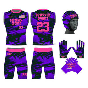 Uniforme de fútbol americano 7v7 de compresión personalizado, el mejor uniforme 7v7, guantes de receptor y casco de carcasa blanda - Product Image 5