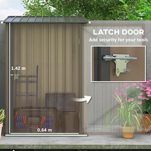 Casetta da Giardino Lean to Brown 3.3x3.4 ft in Acciaio Zincato con Porta Lucchettabile, Montaggio Facile, Telaio in Lega di Alluminio e Plastica - Product Image 5