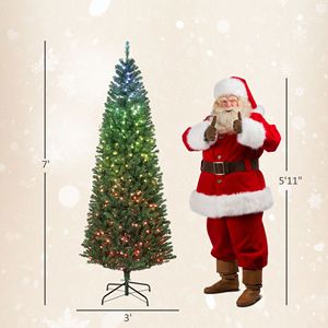 Albero di Natale Artificiale Slim in Abete da 2,1 m con Luci Sincronizzate Fai-da-te e Telecomando con Timer Giornaliero per Luci Colorate - Product Image 3
