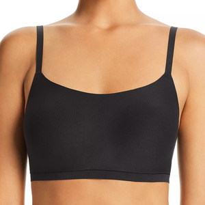 Sujetador Bandeau sin Costuras Negro para Mujer, Cuello Redondo, Tejido de Spandex y Poliéster, Corte Regular, Color Sólido, Estilo Simple - Product Image 1