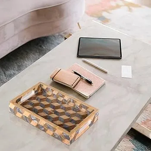 Bone Inlay Resin MDF Base Square Polished Classic Design <b>Disposable</b> Serving <b>Plate</b> Tray Luxury Home Decor Tableware - Product Image 5