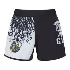 Pantalones Cortos de MMA UFC Sublimados Elásticos Negros y Blancos con Cintura Elástica Unisex Kimono de Jiu Jitsu Personalizable - Product Image 3