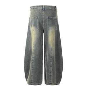 Pantalon en jean délavé taille haute à jambe large, coupe décontractée en coton, style jean - Product Image 4