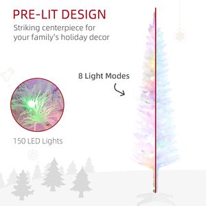 Albero di Natale Sottile Preilluminato da 1,5 m con 8 Modalità di Illuminazione e Rami Bianchi Colorati - Product Image 6