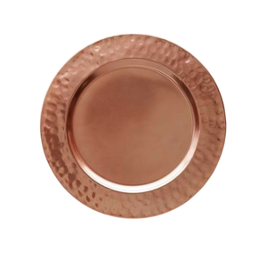 Assiettes de service en métal de luxe avec feuilles de houx gaufrées dorées, finition laiton antique, pour Noël et mariages, vente en gros - Product Image 2