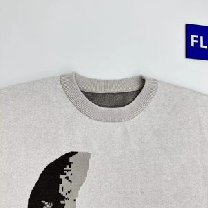 Men's Crew Neck <b>Knit</b> Pullover Sweater 100% Cotton Plus Size Oversize Breathable Anti-Wrinkle Quick Dry Front Logo <b>Pattern</b> - Product Image 4