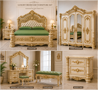 Collection de meubles de chambre à coucher de style Versailles de luxe, collection de chambre à coucher Majestic Palace sculptée à la main, lit king size de style baroque
