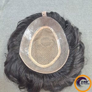 <b>Men</b>’s Indian Remy Human Hair <b>Wig</b> Silk Base 8 Inch Straight Natural Hair Replacement System - Product Image 3