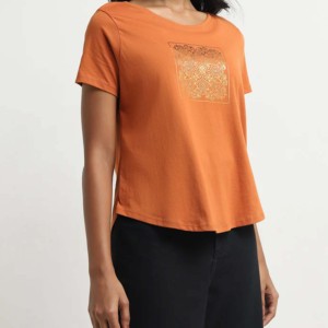 Camiseta de Cuello Redondo Rosa para Mujer, Estampada, Manga Corta, Color Sólido, Corte Casual, Transpirable, Ecológica, de Secado Rápido, 100% Algodón, para Verano - Product Image 3