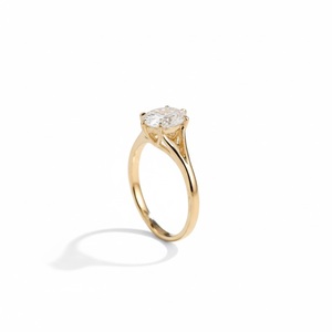 Certified 14K Gold Lab Diamond 0.5 CT Oval Cut Solitaire Engagement Ring With Split Shank Setting Minimalist Women Fine Jewelry - Product Image 2