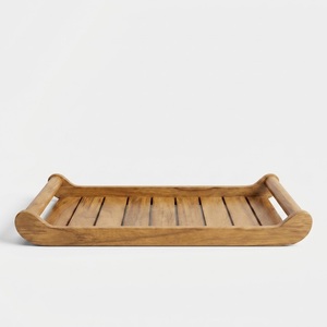 Plateau de service en bois de teck naturel, finition polie, adapté aux aliments, qualité commerciale, fabriqué en Indonésie - Product Image 1
