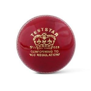 ลูกคริกเก็ต Teststar สีแดง หนังแท้ น้ำหนัก 5½ ออนซ์ ได้มาตรฐาน Mcc เกรดแข่งขัน รุ่น Royal คุณภาพสูง ทนทาน รับสกรีนโลโก้ - Product Image 1