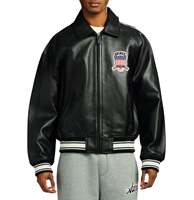 Blouson aviateur en cuir véritable Avirex unisexe, véritable cuir de vache, broderie sur le devant, streetwear, imperméable, hiver