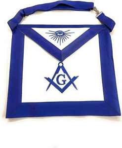 Masonic Apron With Embroidered Symbols And Gold Trim For Lodge Use - Product Image 3