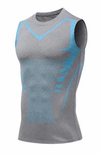 Camiseta sin mangas de poliéster tejida con cuello redondo para hombre, deportiva, moldeadora, de secado rápido - Product Image 3