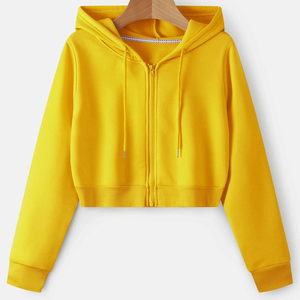 OEM Wholesale Customizable Washed Unisex Puffer Sweatshirt Hood <b>Cropped</b> <b>Zip</b>-<b>up</b> for Women Plus Size Autumn Winter High Street - Product Image 1