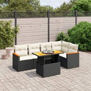Juego de sofás de jardín modulares de 6 piezas, ratán PE negro, elegante y duradero - Product Image 1