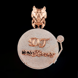 DT RAY Sleeves Rose Gold Plated Tiger Pendant With Crystal Rhinestone Inlay Hiphop Themed Charm Unisex Jewelry - Product Image 1