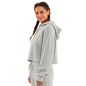 Autumn Fashion New Product <b>Women</b> Casual Long SleeveJacquard <b>Pattern</b> Knitted Hoodie Pullover Sweatshirt Crop Top Hoodie for <b>Women</b> - Product Image 3
