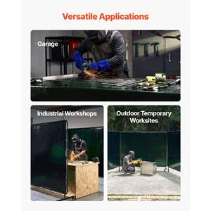 Cortina de Soldadura de Vinilo Resistente al Fuego de 3 Paneles, 6 x 8 Pies, 12 Ruedas, Protección UV de 6 Niveles, Protector de Color Verde Oscuro - Product Image 6