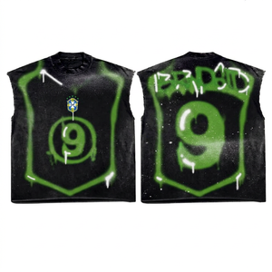 Camiseta sin mangas con estampado de goteo para hombre, estilo urbano, de punto, cuello redondo, ajuste regular, top estampado en amarillo y verde - Product Image 6