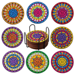 Premium Quality Handmade Glass <b>Beads</b> Embroidery <b>Coasters</b> Handmade Round Eco-Friendly Reusable <b>Coaster</b> Table Top Export Quality - Product Image 6