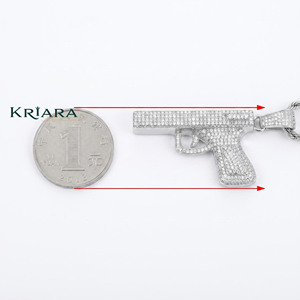 Pendentif pistolet style hip-hop en argent 925 rhodié et plaqué or 18 carats avec moissanite, bijoux pour homme, cadeau d'anniversaire - Product Image 5
