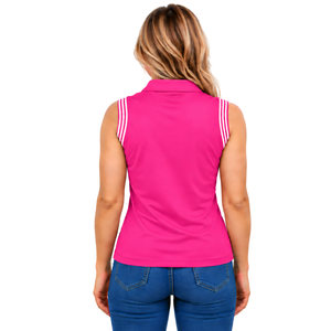 เสื้อโปโลปักลายสำหรับขี่ม้าสีชมพูสดใส แขนกุด ทรงเข้ารูปสำหรับผู้หญิง เหมาะสำหรับการฝึกขี่ม้า รับผลิตตามสั่ง ขายส่ง คุณภาพสูง - Product Image 2