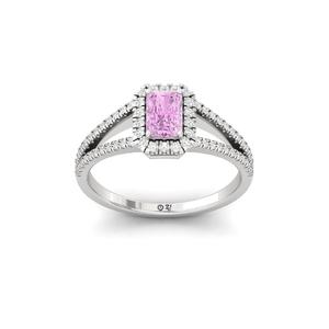 Anillo de Lujo Chapado en Oro de 10K con Diamante Morado Radiante Cultivado en Laboratorio para Mujer, Regalo de Compromiso, Boda, Aniversario, Cumpleaños - Product Image 3