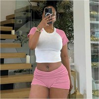 Ensemble de vêtements de détente en coton personnalisé avec logo pour femme, short et débardeur court, 2 pièces, collection été 2025