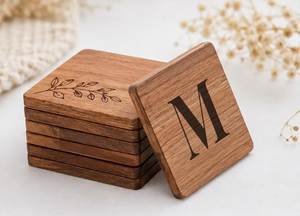 Wooden Coaster Set Rectangle Shape Turtle Carved Design Classic Style for Tableware Use 1 Layer Handles APEX FASHION ART - Product Image 2