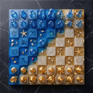 Échiquier en résine de luxe fait main, design personnalisé, jeu d'échecs, boîte à échecs, pièces de jeu, idéal pour un cadeau. - Product Image 5
