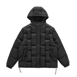Veste à capuche pour homme, fermeture éclair, coupe-vent épais, respirante, décontractée, pour l'hiver, coupe régulière, couleur unie, extérieur en polyester, haute qualité - Product Image 3