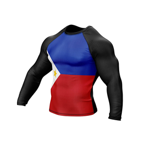 เสื้อรัดกล้ามเนื้อสำหรับออกกำลังกาย BJJ ยี่ห้อ Best Manufacturer สำหรับผู้ชาย MMA Grappling พิมพ์ลายดิจิตอล โลโก้สั่งทำได้ ผลิตจากผ้า Surphy Spandex/Polyester - Product Image 2