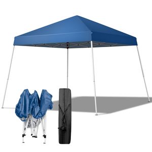 Tenda Pieghevole Portatile Blu 8x8ft per Uso Domestico, Impermeabile in Materiale Oxford, Automatica Pop-up in Alluminio per Campeggio e Spiaggia - Product Image 1