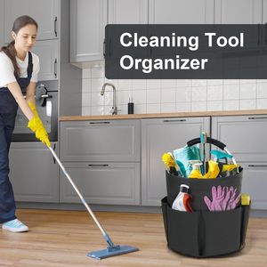 Cesto portaoggetti pieghevole da 17 litri, organizer portatile multiuso per la pulizia con maniglia, per organizzare i prodotti per la pulizia - Product Image 3