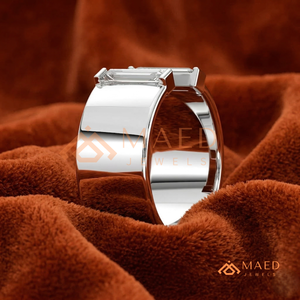 Anillo de lujo de plata de 18 quilates con diamantes flotantes en forma de onda |   Anillo minimalista de eternidad con canal curvo asimétrico y piedra flotante - Product Image 4