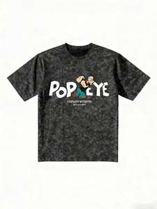 <b>Popeye</b> Character Print Crew Neck Short Sleeve <b>T</b>-<b>Shirt</b> Unisex Loose Fit 100% Cotton Jersey Spring Summer Casual Wear - Product Image 4