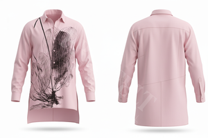 Chemise longue tendance sur mesure, motif floral artistique, couleur menthe unie élégante, chemise habillée boutonnée, chemises de style personnalisé - Product Image 6